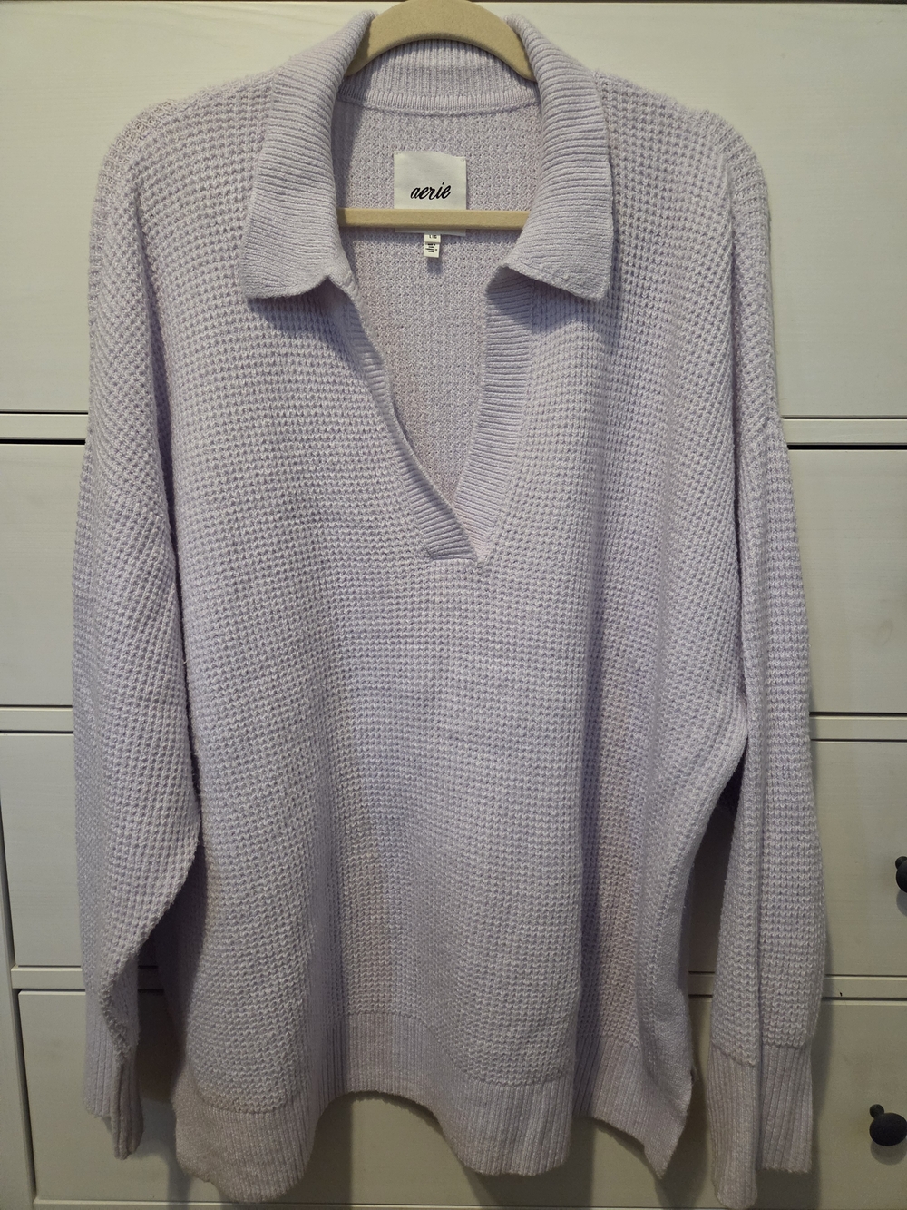 Aerie Lilac Collared Knit Sweater
